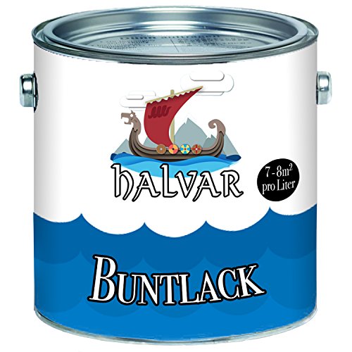 Halvar Buntlack skandinavischer Farb-Anstrich für Holz und Metall - farbliche Gestaltung - wirkt schützend! (1 L, Weiß (RAL 9010)) von Halvar