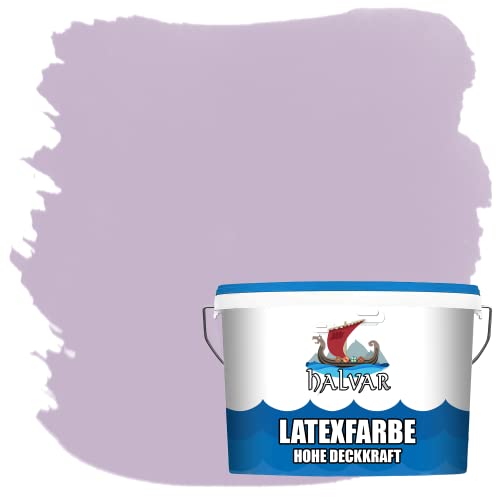 Halvar Latexfarbe hohe Deckkraft Weiß & 100 Farbtöne - abwischbare Wandfarbe für Küche, Bad & Wohnraum Geruchsarm, Abwischbar & Weichmacherfrei (2,5 L, Flieder) von Halvar