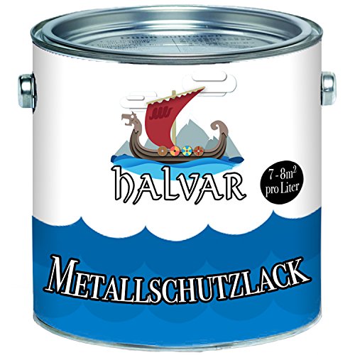 Halvar Metallschutzfarbe skandinavischer Metallschutz-lack besonders robuster Kunstharzlack Stark Wetterbeständig und ein perfekter Langzeitschutz für Holz und Metall (1 L, Schwarz (RAL 9005)) von Halvar