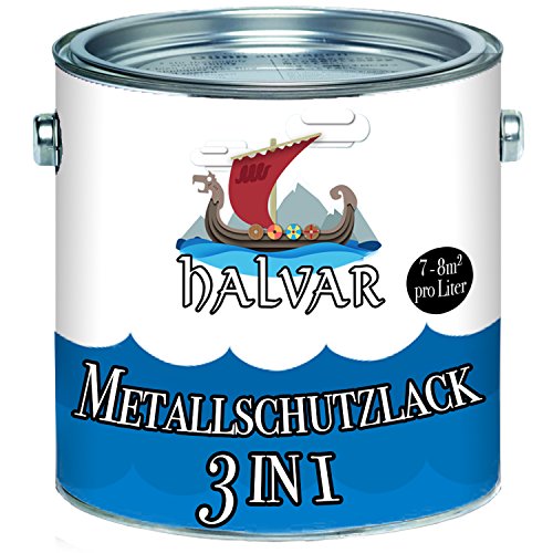 Halvar Metallschutzlack 3in1 skandinavische Metallschutzfarbe 3-in-1 Rostschutz, Grundierung und Deckanstrich Metalllack ideal für Eisen, Stahl, Aluminium, Metall und Zink (1 L, Rotbraun (RAL 8012)) von Halvar