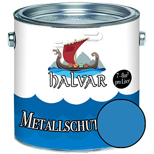 Halvar Metallschutzlack GLÄNZEND Blau RAL 5000-5024 Metallfarbe besonders robuster Kunstharzlack Wetterbeständig & perfekter Langzeitschutz Metall (2,5 L, RAL 5012 Lichtblau) von Halvar