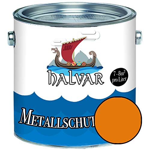 Halvar Metallschutzlack GLÄNZEND Orange RAL 2000-2012 Metallfarbe besonders robuster Kunstharzlack Wetterbeständig & perfekter Langzeitschutz Metall (1 L, RAL 2011 Tieforange) von Halvar