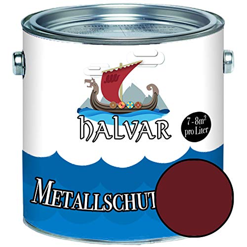 Halvar Metallschutzlack GLÄNZEND Rot RAL 3000-3031 Metallfarbe besonders robuster Kunstharzlack Wetterbeständig & perfekter Langzeitschutz Metall (2,5 L, RAL 3005 Weinrot) von Halvar