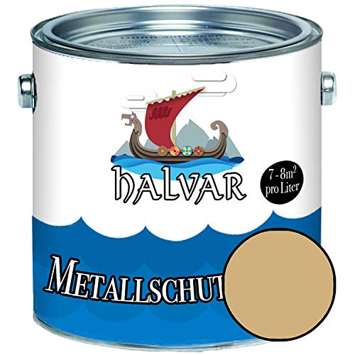 Halvar Metallschutzlack MATT Gelb RAL 1000-1037 Metallfarbe besonders robuster Kunstharzlack Wetterbeständig & perfekter Langzeitschutz Metall (1 L, RAL 1001 Beige) von Halvar