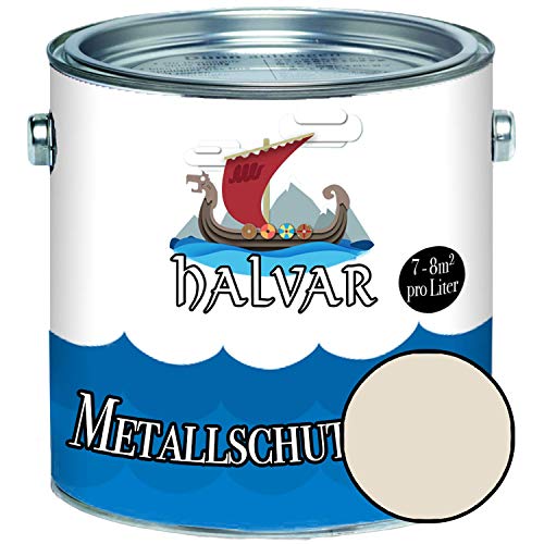 Halvar Metallschutzlack MATT Gelb RAL 1000-1037 Metallfarbe besonders robuster Kunstharzlack Wetterbeständig & perfekter Langzeitschutz Metall (1 L, RAL 1013 Perlweiß) von Halvar