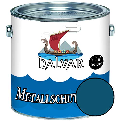 Halvar Metallschutzlack SEIDENMATT Blau RAL 5000-5024 Metallfarbe besonders robuster Kunstharzlack Wetterbeständig & perfekter Langzeitschutz Metall (2,5 L, RAL 5001 Grünblau) von Halvar