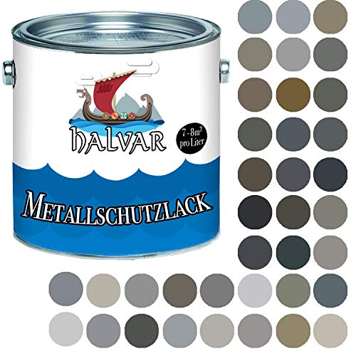 Halvar Metallschutzlack SEIDENMATT Grau RAL 7000-7047 Metallfarbe besonders robuster Kunstharzlack Wetterbeständig & perfekter Langzeitschutz Metall (1 L, RAL 7030 Steingrau) von Halvar