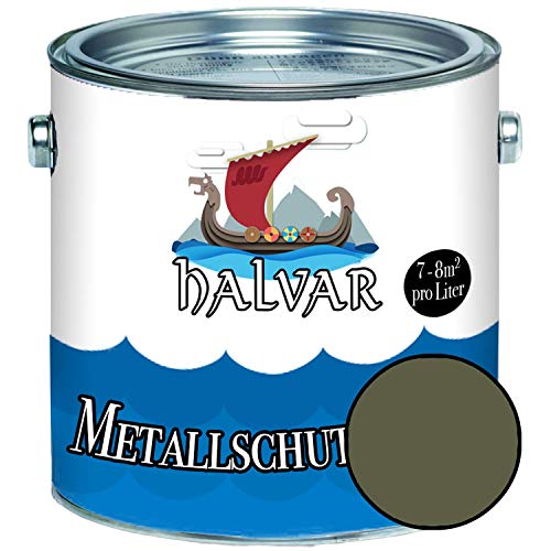 Halvar Metallschutzlack SEIDENMATT Grün RAL 6000-6037 Metallfarbe besonders robuster Kunstharzlack Wetterbeständig & perfekter Langzeitschutz Metall (2,5 L, RAL 6003 Olivgrün) von Halvar