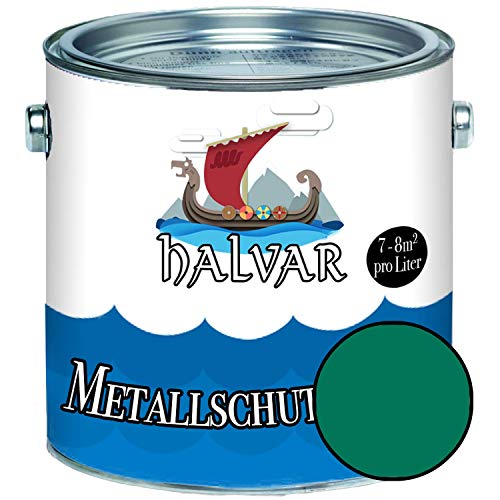 Halvar Metallschutzlack SEIDENMATT Grün RAL 6000-6037 Metallfarbe besonders robuster Kunstharzlack Wetterbeständig & perfekter Langzeitschutz Metall (2,5 L, RAL 6016 Türkisgrün) von Halvar