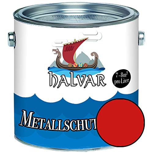 Halvar Metallschutzlack SEIDENMATT Rot RAL 3000-3031 Metallfarbe besonders robuster Kunstharzlack Wetterbeständig & perfekter Langzeitschutz Metall (20 L, RAL 3000 Feuerrot) von Halvar