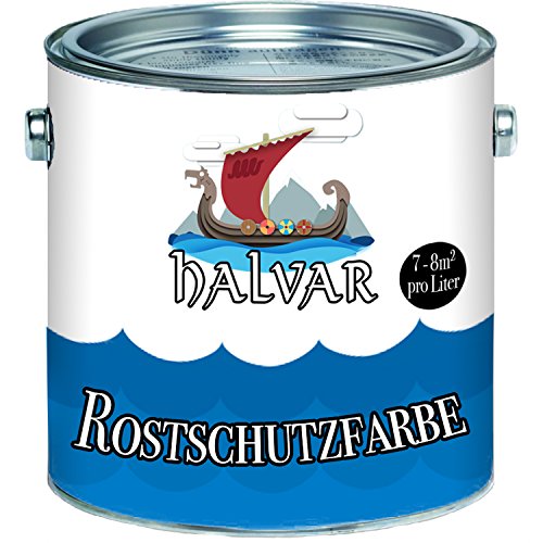 Halvar Rostschutz-Grundierung skandinavische Korrosion-Schutz-Farbe in Hellgrau und Rotbraun für Metall (1 L, Rotbraun) von Halvar