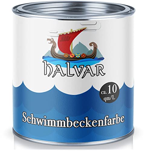 Halvar Schwimmbeckenfarbe skandinavische Poolfarbe Schwimmbadfarbe Schwimmbeckenbeschichtung in Blau Weiß Grün Seegrün Lichtgrau Grau Anthrazitgrau (2,5 L, Betongrau) von Halvar