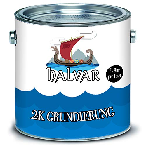 Halvar skandinavische 2-K Grundierung mit Härter im SET grau, schwarz, weiß, Alle RAL Farben möglich! (5 L, Grau (RAL 7035)) von Halvar