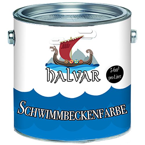 Halvar skandinavische 2 Komponenten Poolfarbe Schwimmbeckenfarbe für GFK/Kunststoff/Polyester mit Härter in Blau Weiß Grün und ALLE RAL (10 L, Blau) von Halvar