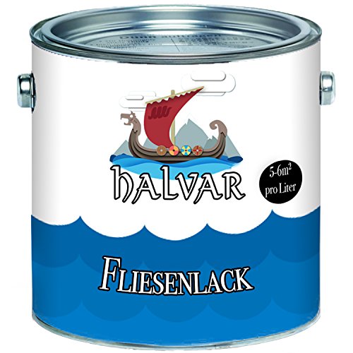 Halvar skandinavischer 2-K Fliesenlack glänzend weiß grau cremeweiß anthrazitgrau lichtgrau silbergrau schwarz Farbauswahl - hochdeckender zwei Komponenten-Fliesenlack (1 L, Lichtgrau) von Halvar