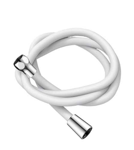 1 Stück,5/2 m weicher Silikon-Duschkopfschlauch mit 360 ° Drehung, flexibel, wickelsicher, explosionsgeschützt, Verlängerungsrohr for Badezimmerhähne(White,1.5M) von HamPaesk