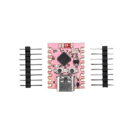 ESP32-C3 SuperMini WiFi Bluetooth 5.0 Entwicklungsboard Leistungsstarker, stromsparender Mini-Stiftsockel ohne Lötzinn(Pink) von HamPaesk