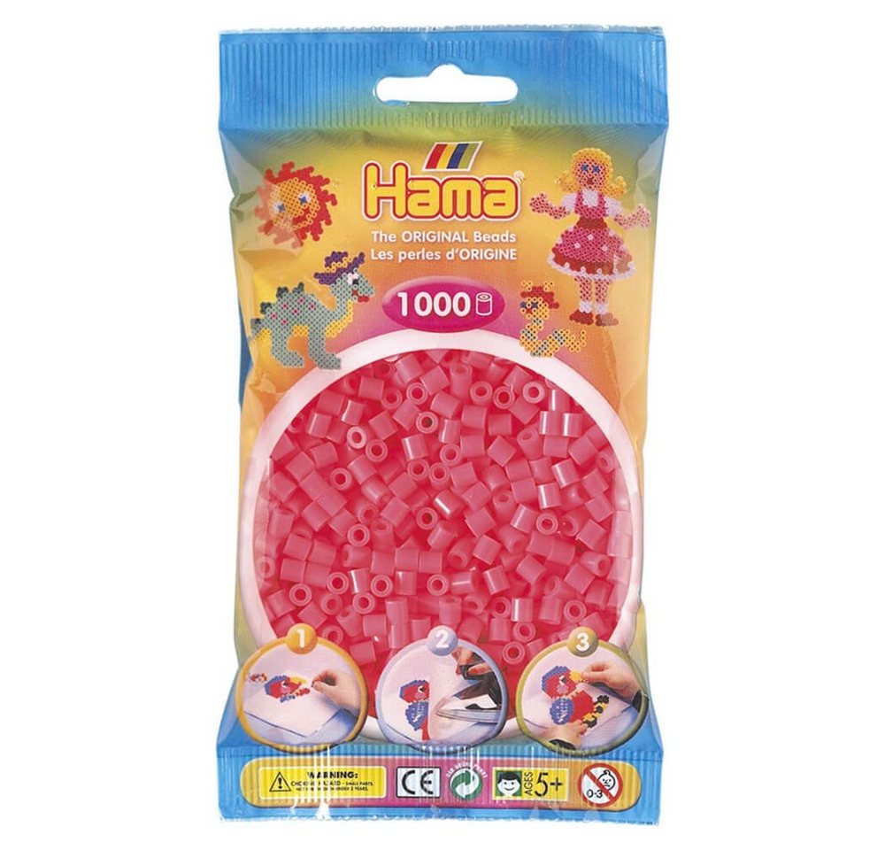 Hama Perlen Bügelperlen Hama Beutel mit 1000 Bügelperlen neon-cherry von Hama Perlen