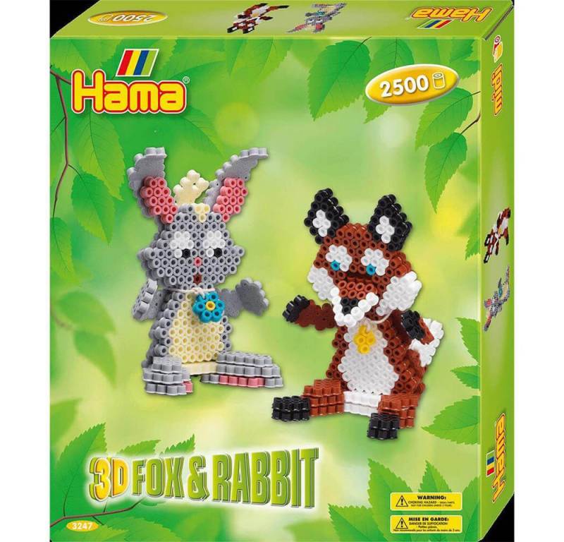 Hama Bügelperlen Hama Geschenkpackung 3D Fuchs & Hase Midi-Bügelperlen von Hama