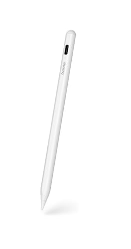 Hama Stift für iPad (Eingabestift, aktiv, für Apple iPads, aufladbar, für kapazitiven Touch Display, unterstützt iPad Scribble Funktion, iPad kompatibler Stift, Touchpen) weiß von Hama