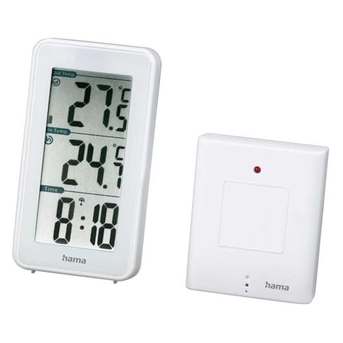 HAMA 2-teilige Wetterstation, Innen- und Außentemperatur, Grad Celsius und/oder Grad Fahrenheit, Genauigkeit ± 2 °C von Hama