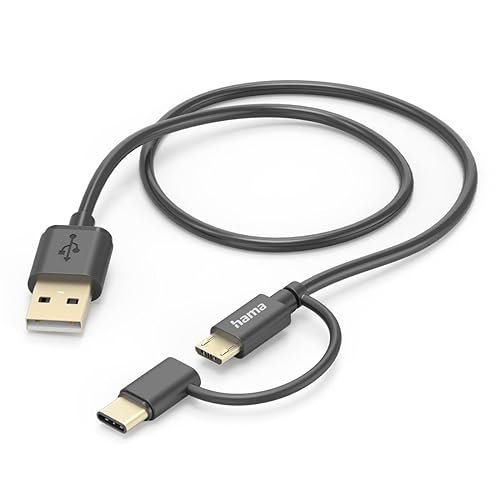 HAMA 2in1 Multi-Ladekabel, USB-A, Micro-USB und USB-C, 1 m, Schwarz von Hama