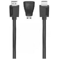 HDMI zu HDMI Kabel, 1,5 Meter mit 2 Adaptern, Schwarz Vielseitige Verbindungslösung von Hama