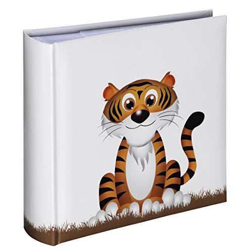 Hama Kinderalbum (Einsteckalbum mit 100 Seiten, Fotoalbum zum Einstecken von 200 Fotos im Format 10x15, Babyalbum mit Tiger-Motiv) weiß von Hama