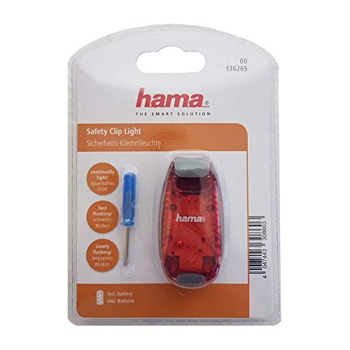 Hama 00136265 Taschenlampe, zum Anklippen, Rot von Hama