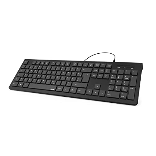 Hama Verkabelte Computertastatur KC-200 (Vollgröße, QWERTY, 105 Flachtasten, rutschfest, USB A, Kabel 150cm, 13,2x43,3cm) schwarz Hama Verkabelte Computertastatur KC-200 (Vollgröße, QWERTY, 105 Flachtasten, rutschfest, USB A, Kabel 150cm, 13,2x43,3cm) schwarz von Hama