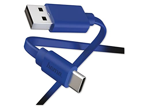 Hama 187229 Lade-/Datenkabel Flat USB-A - USB-C, 1 m, blau von Hama