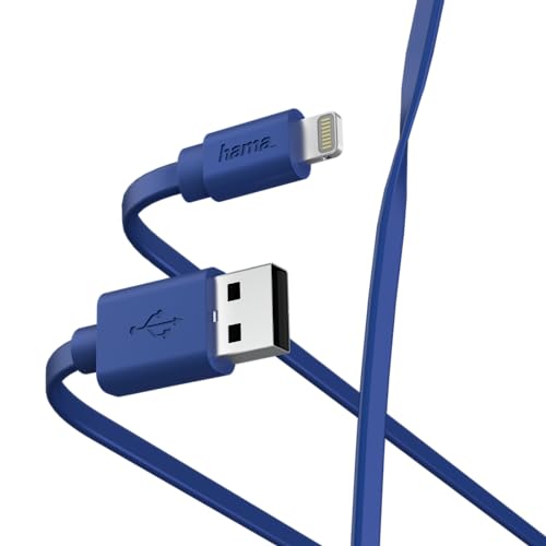 Hama 187232 Lade-/Datenkabel Flat USB-A - Lightning, 1 m, blau von Hama