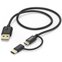 Hama 2in1 Micro-USB-Kabel mit USB Type-C-Adapter, 1 m, Schwarz von Hama