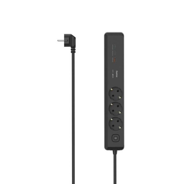 Hama 3-fach Steckdosenleiste mit USB-C/A, 100W, 1,4 m, Schwarz/Grau, mit Steckdosenleiste Hama 3-fach Steckdosenleiste mit USB-C/A, 100W, 1,4 m, Schwarz/Grau, mit Steckdosenleiste von Hama
