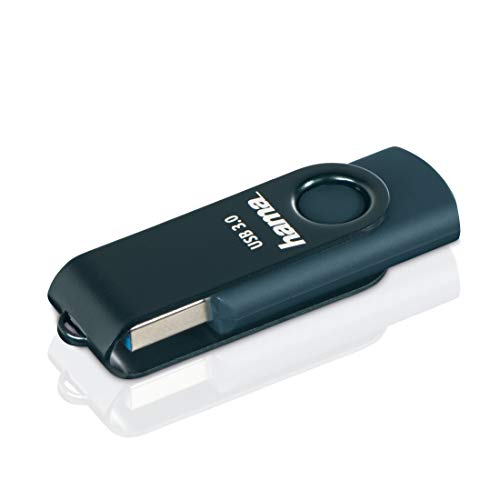 Hama 32 GB USB-Stick USB 3 Datenstick (70 MB/s Datentransfer, mit Öse zur Befestigung am Schlüsselring, Speicherstick, Memory Stick aus Metall, geeignet für Windows/MacBook) Petrolblau von Hama