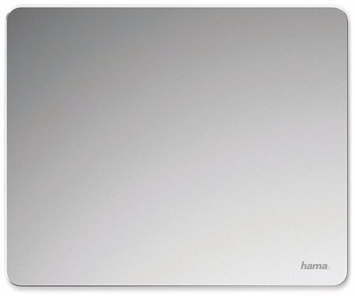 Hama Metall Mousepad (aus Aluminium, elegante Alu Mausunterlage für Laser-/optische Maus, rutschfest, hart, dünn, abwischbar, 22 x 0,3 x 18 cm) von Hama