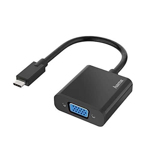 Hama USB C auf VGA Adapter, Full HD 1080p (USB C Adapter zum Anschluss von PC, Laptop, MacBook, Tablet, iPad, Handy an Monitor, TV, Beamer, kompatibel mit Thunderbolt 3, 4, DisplayPort-Alternate Mode) von Hama