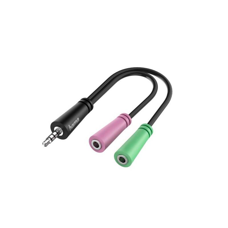 Hama Audio-Adapter 4-polig 3,5 mm Klinkenstecker mit 2 x 3-polige 3,5 mm Klinkenkupplung von Hama