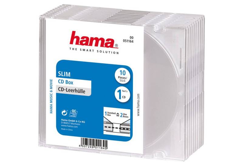 Hama Aufbewahrungsbox CD-Hülle Slim 00051164 transparent 10 Stück von Hama