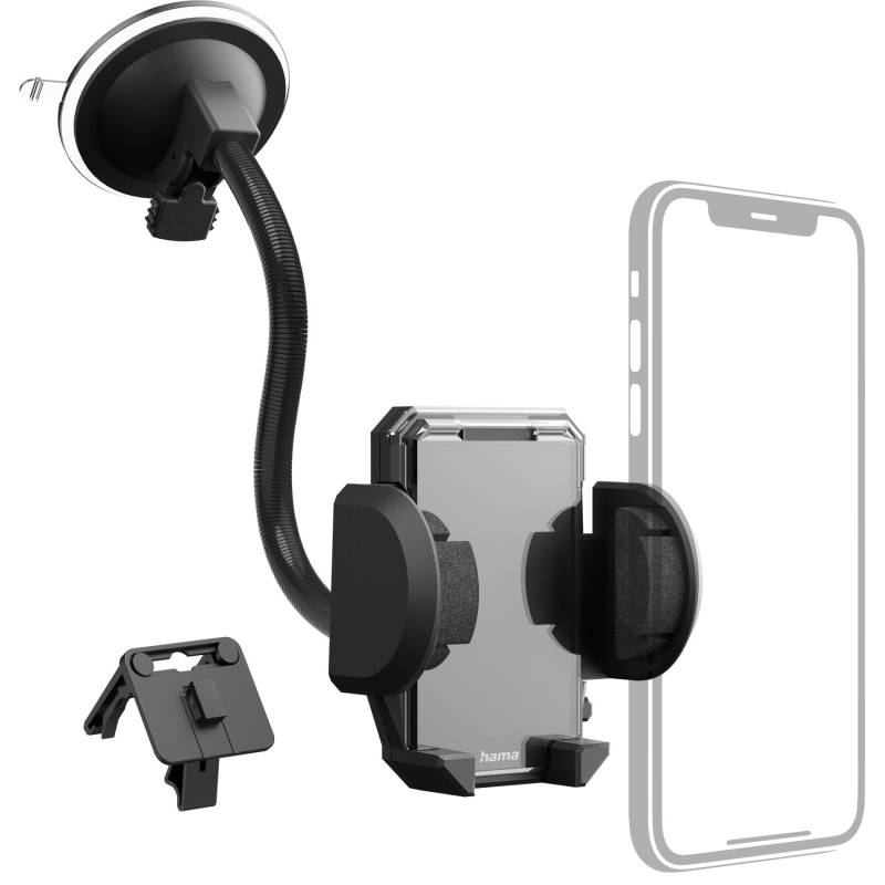 Hama Auto-Handyhalterung Multi 2 in 1 f. Lüftung / Scheibe 360° Drehbar Schwarz von Hama