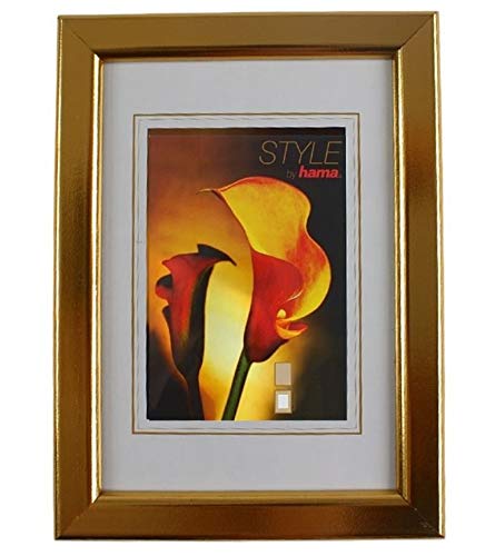 Hama Bilder-Rahmen Siegen Holz-Rahmen Foto Portrait Wand Poster Deko Glas Gold 10 x 15 cm von Hama