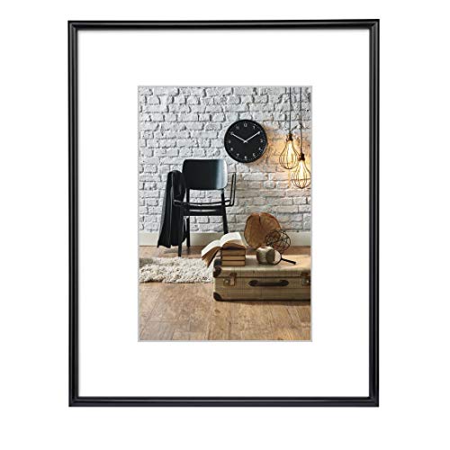Hama Bilderrahmen Sevilla DIN A3 (29,7x42 cm) (Fotorahmen mit Papier-Passepartout 18x24 cm, Rahmen aus bruchsicherem Kunststoff Glas zum Aufhängen) schwarz von Hama