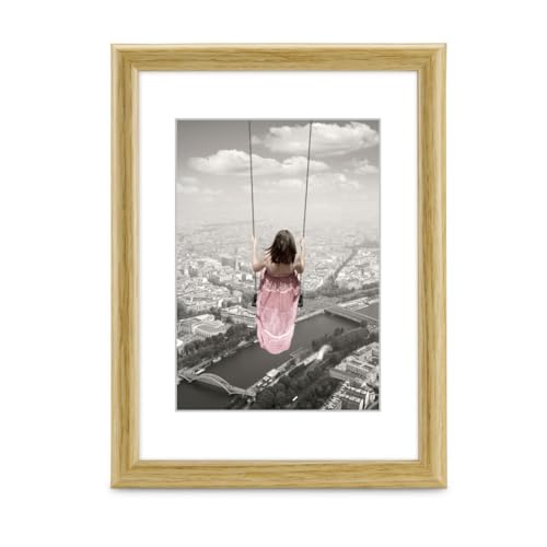 Hama Bilderrahmen Swing, 20x30cm (mit Passepartout Bildformat 13x18 cm, moderner Kunststoffrahmen, für Hochformat, für Querformat, zum Hinstellen und Hängen, Reflex Glas) Natur von Hama