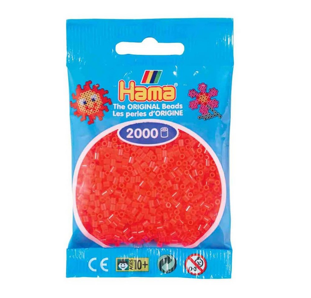 Hama Perlen Bügelperlen Hama Mini-Bügelperlen 2000 im Beutel neon-rot von Hama Perlen