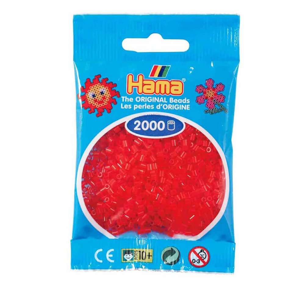 Hama Perlen Bügelperlen Hama Mini-Bügelperlen 2000 im Beutel transparent-rot von Hama Perlen