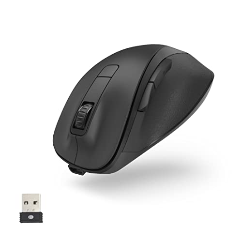 Hama ergonomische Maus (Funkmaus, 6 Tasten, 2,4GHz, BlueWave, 800/1200/1600dpi, optische Maus kabellos, wireless, Maus ergonomisch, Computermaus, für Laptop/PC, Akku, Rechtshänder) schwarz von Hama