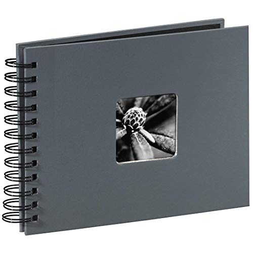 Hama Fotoalbum 24x17 cm (Spiral-Album mit 50 schwarzen Seiten, Fotobuch mit Pergamin-Trennblättern, Album zum Einkleben und Selbstgestalten) grau von Hama