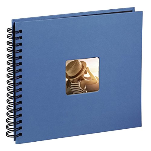 Hama Fotoalbum 28x24 cm (Spiral-Album mit 50 schwarzen Seiten, Fotobuch mit Pergamin-Trennblättern, Album zum Einkleben und Selbstgestalten) azur-blau von Hama