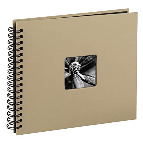 Hama Fotoalbum 28x24 cm (Spiral-Album mit 50 schwarzen Seiten, Fotobuch mit Pergamin-Trennblättern, Album zum Einkleben und Selbstgestalten) taupe von Hama
