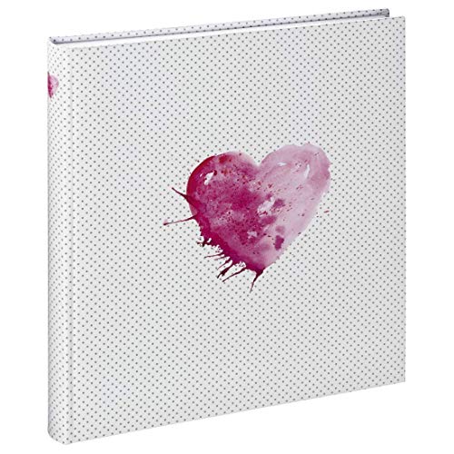 Hama Fotoalbum Herz-Motiv 29x32 cm (Hochzeitsalbum mit 50 weißen Seiten Fotobuch für 250 Fotos im Format 10x15, Album zum Einkleben und Selbstgestalten) weiß/pink von Hama